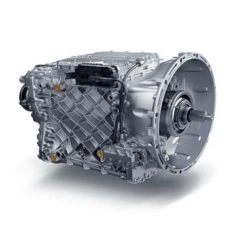 Hộp số ô tô màu bạc, chi tiết cơ khí, nền trắng