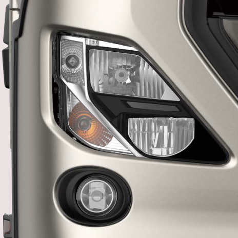 車のヘッドライトとウインカーのクローズアップ