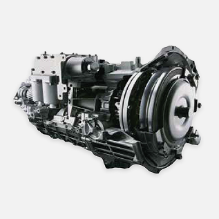Automotive transmission component with metal casing and gears visible.