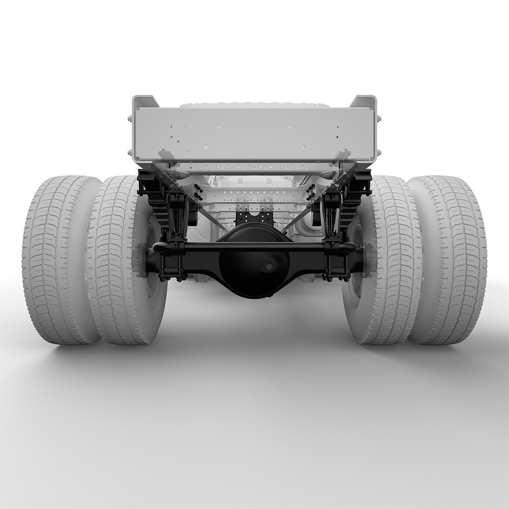 Vragmotor se agteras en vier groot wiele, monochroom ontwerp