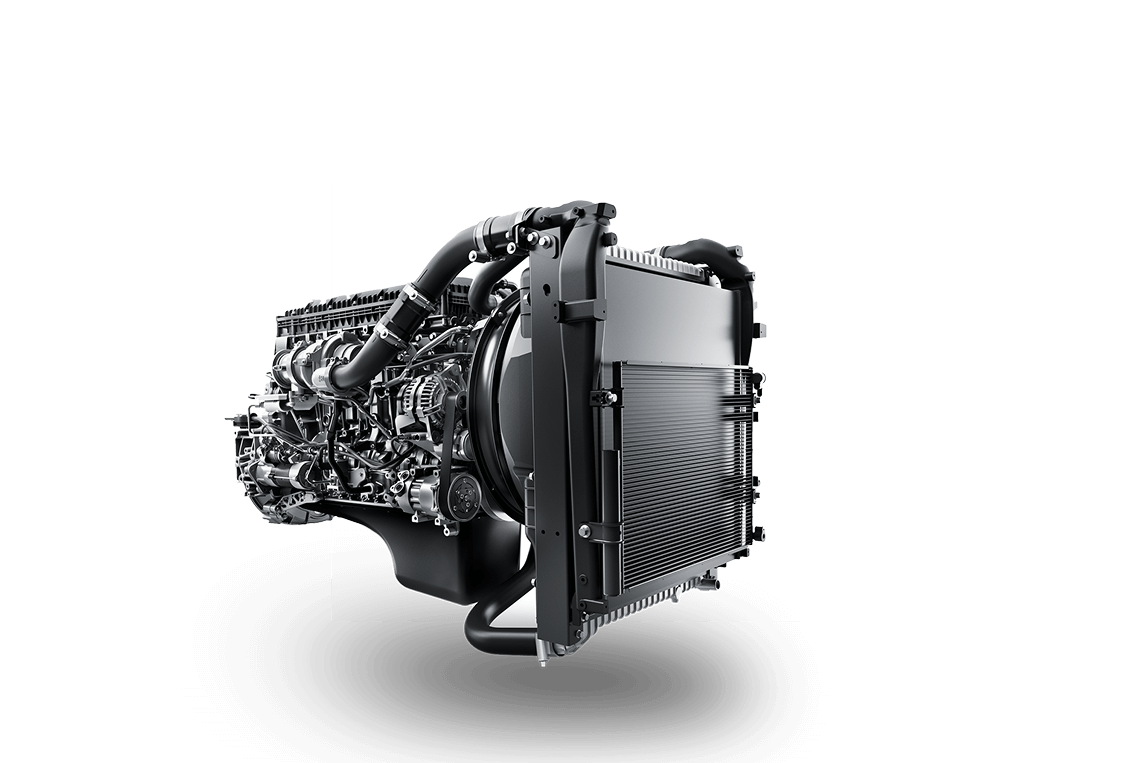 เครื่องยนต์ดีเซลพร้อมหม้อน้ำสีดำ